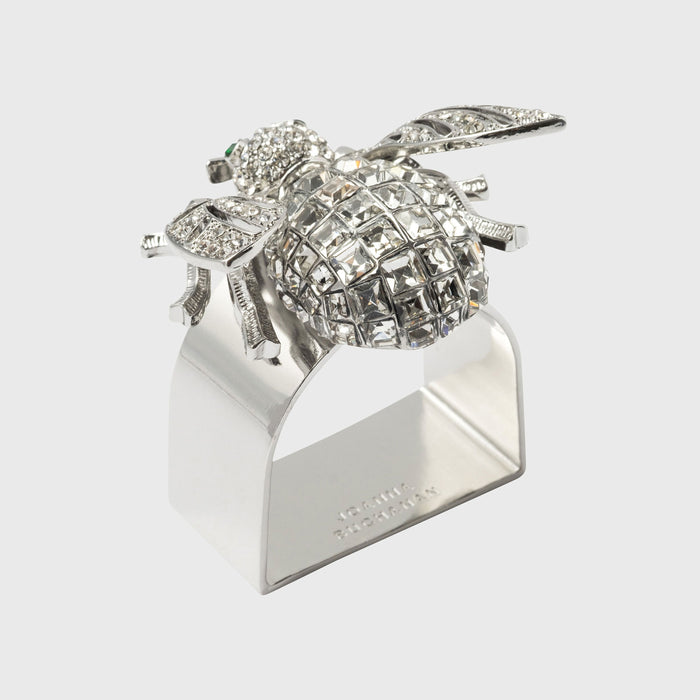 Large sparkle bee napkin ring, crystal, set of four