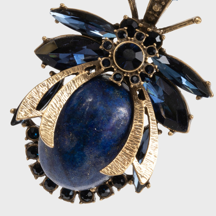 Vintage bug hanging ornament, lapis lazuli