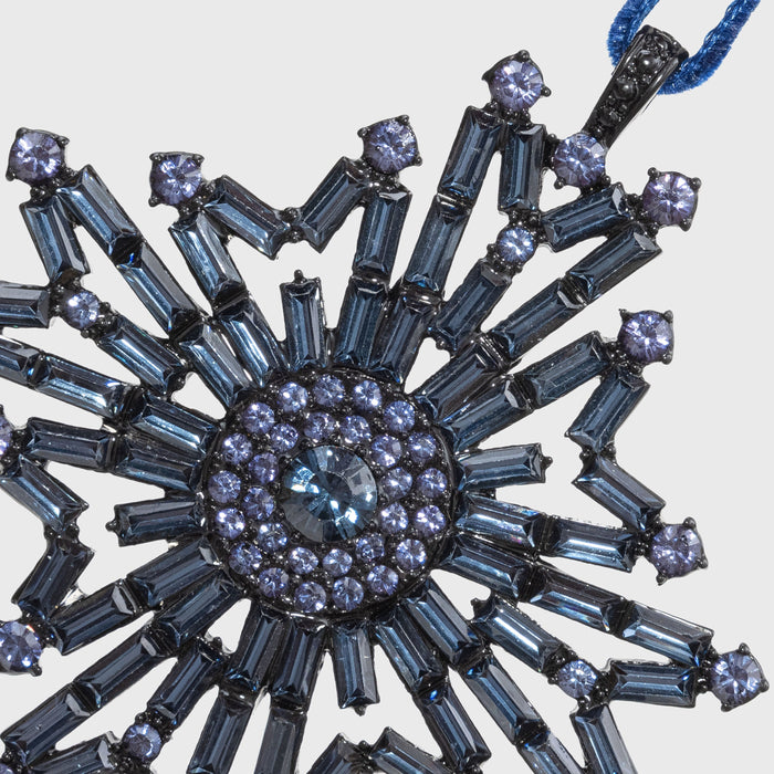 Baguette snowflake hanging ornament, navy