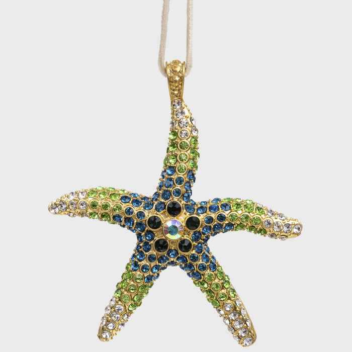 Starfish hanging ornament, green