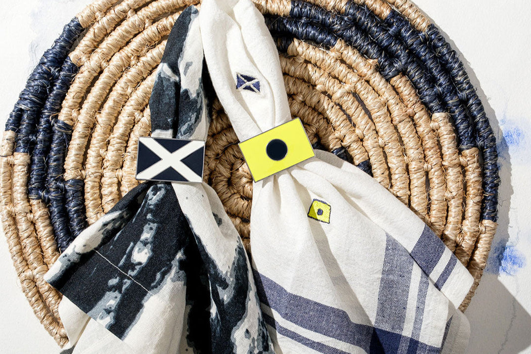 Nautical swirl placemats, indigo, set of four