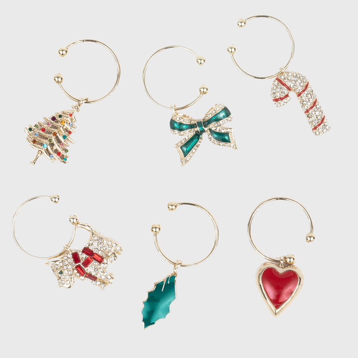 Christmas wine charms