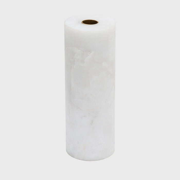 Column candlestick, white quartz