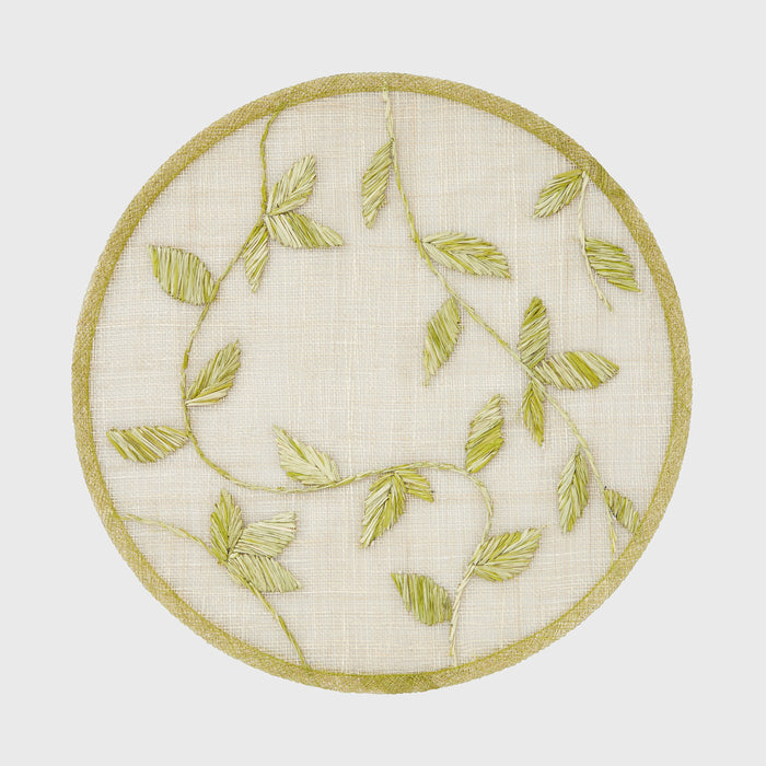 Straw leaf placemat, citrus, set of four