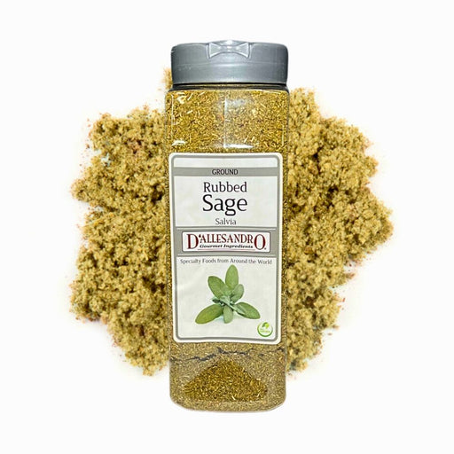 SAGE RUBBEDSAGE RUBBEDSpecialty Food SourceFeatures:

Premium quality rubbed sage
Made from fresh sage leaves that are carefully dried and rubbed
100% pure and natural
Intense and flavorful sage taste
Perfect