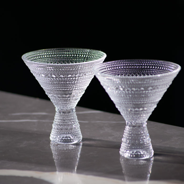 Clear Hobnail Martini Glasses - Embossed Martini Glasses - 9oz