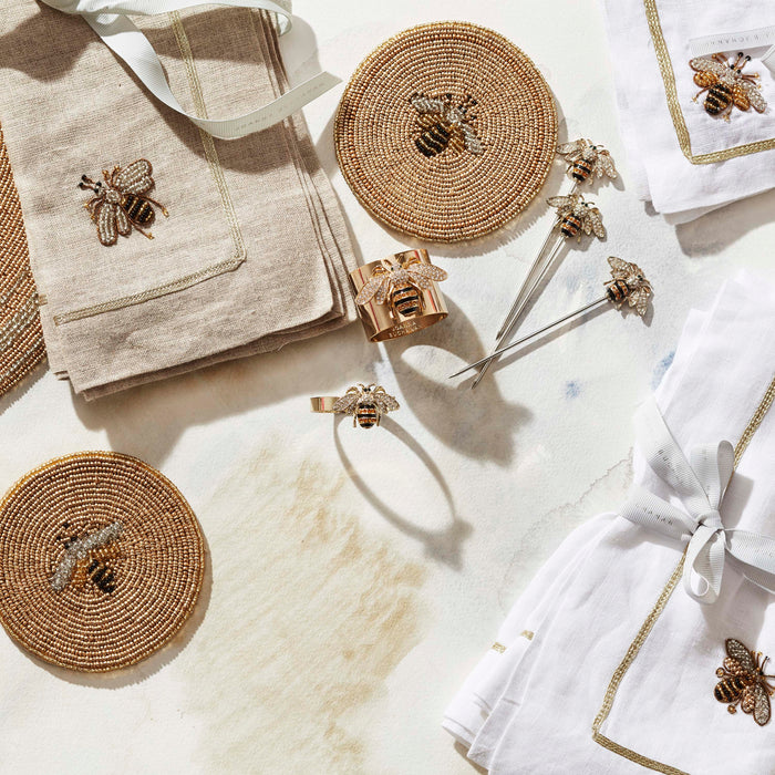 Stripey bee placecard holders, set of two