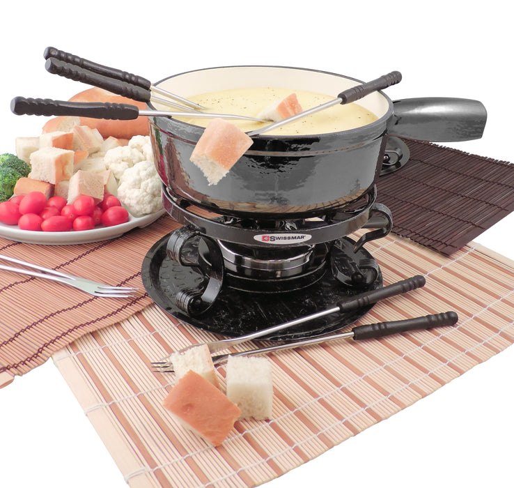 Cast Iron Fondue Set | Lugano | Metallic Black | Swissmar