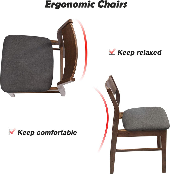 2 Pack Wooden Chairs with Cushioned Seat for Dining Room Set of 2 Upholstered Chairs with Back