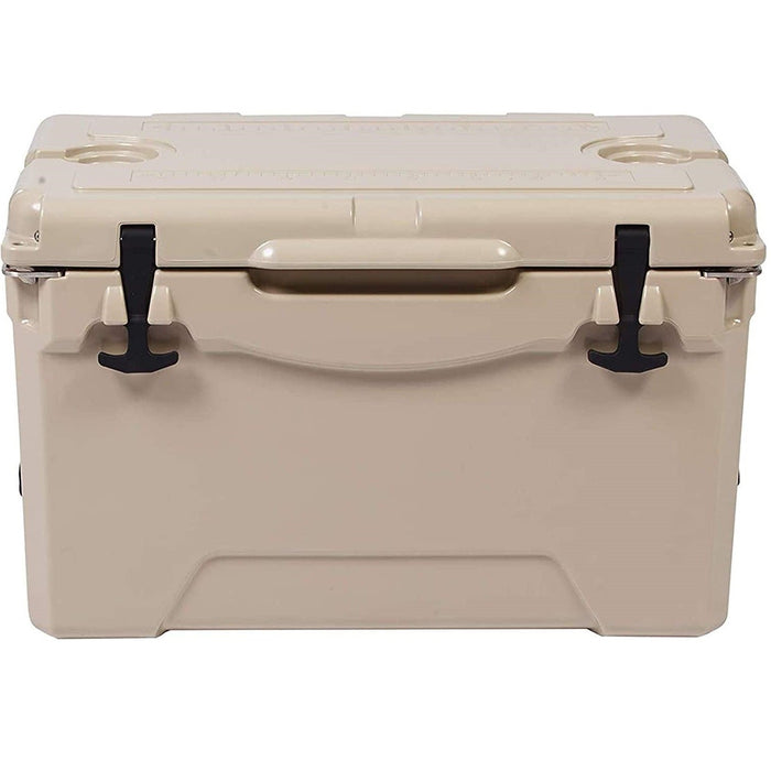 35QT Ice Cooler Rotomolded Insulated Coolers, Ice Chest with Built-in Fish Ruler, Bottle Opener, Cup Holder