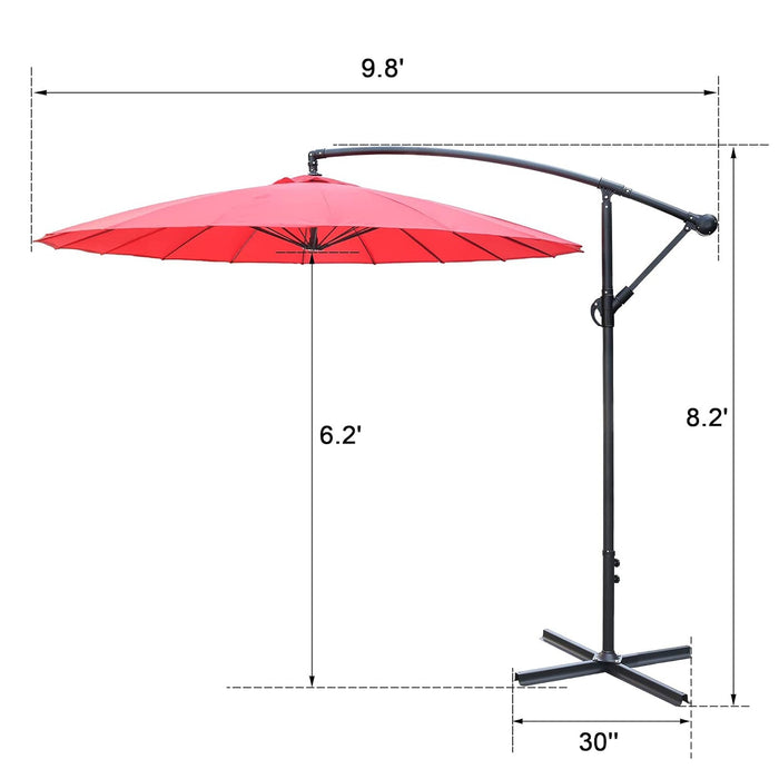 Offset Hanging Market Patio Umbrella w/Easy Tilt Adjustment for Backyard, Poolside, Lawn and Garden, Red