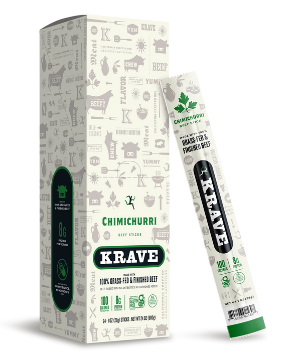 Krave - Beef Chimichurri Snack Sticks, 1 oz (Pack of 24) - Gluten-Free Protein