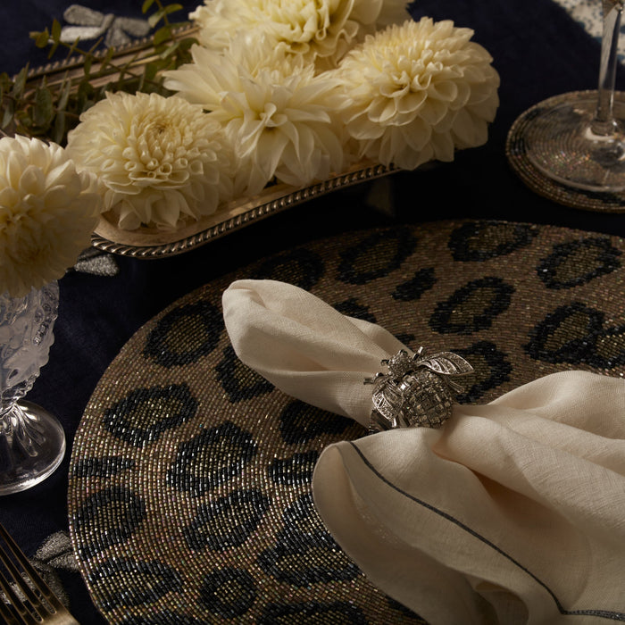 Large sparkle bee napkin ring, crystal, set of four