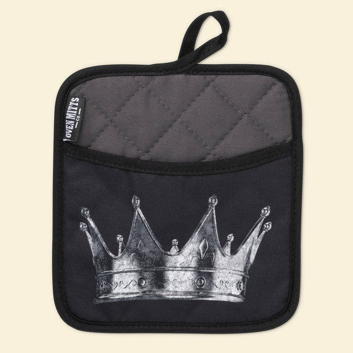 King And Queen Black Skull Oven Mitts And Potholder Set