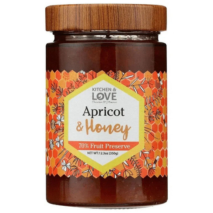 Kitchen & Love Apricot Honey Preserves, 12.3 oz (Pack of 6) - Gourmet Fruit Spread
