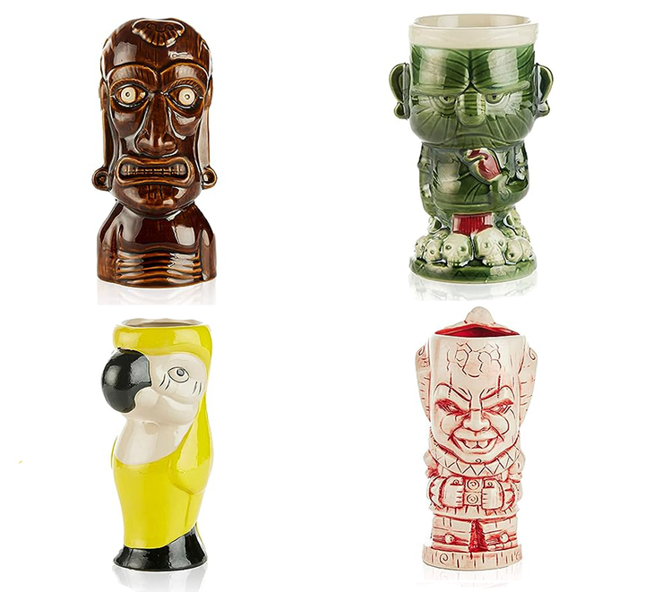 Ceramic Hawaiian Luau Tiki Mugs (Set of 4