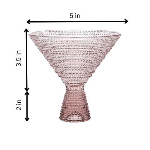 Pink Hobnail Martini Glasses - Embossed Martini Glasses - 9oz