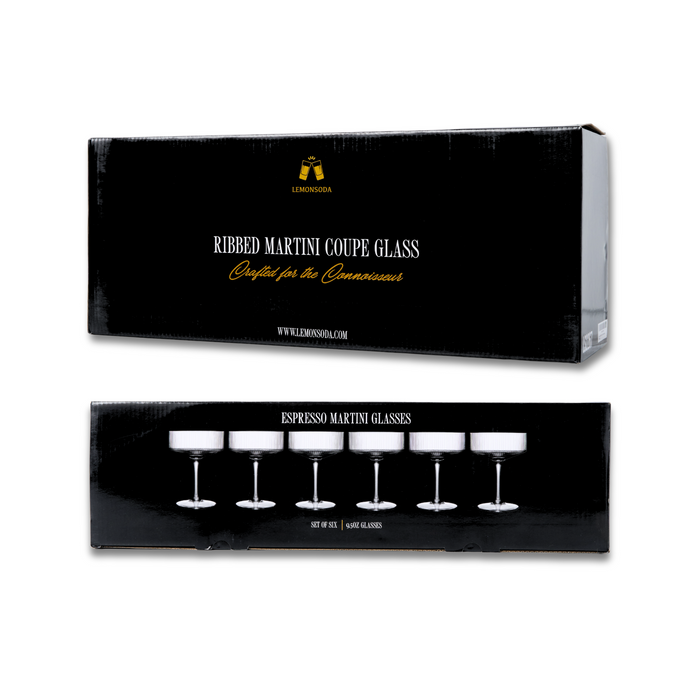 Clear Ribbed Martini Coupe Glass 9.5oz - (Set of 2, 4, or 6)