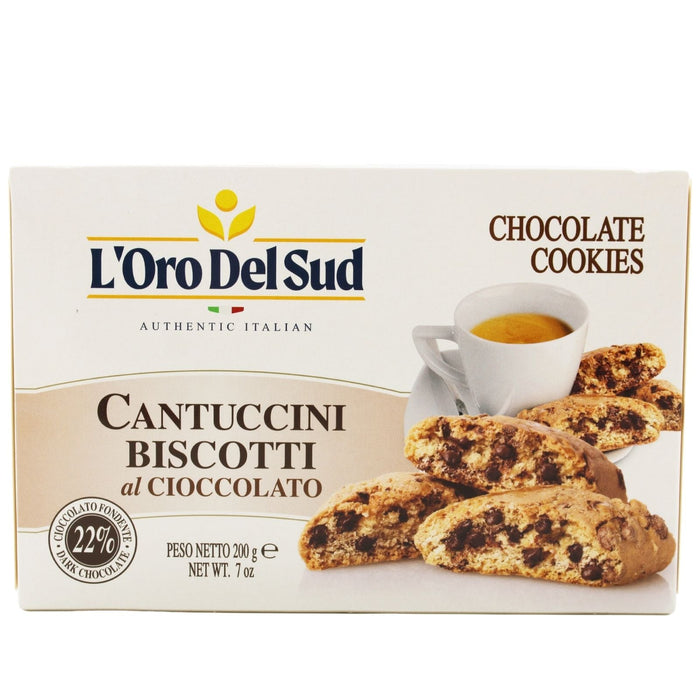L'Oro Del Sud Cantuccini Biscotti with Chocolate – Authentic Italian Almond Cookies, 6.35 oz