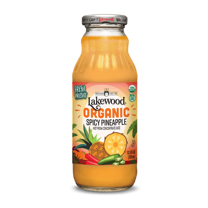 Lakewood - Organic Spicy Pineapple Juice, 12.5 oz (Case of 12) - Gluten-Free Kosher