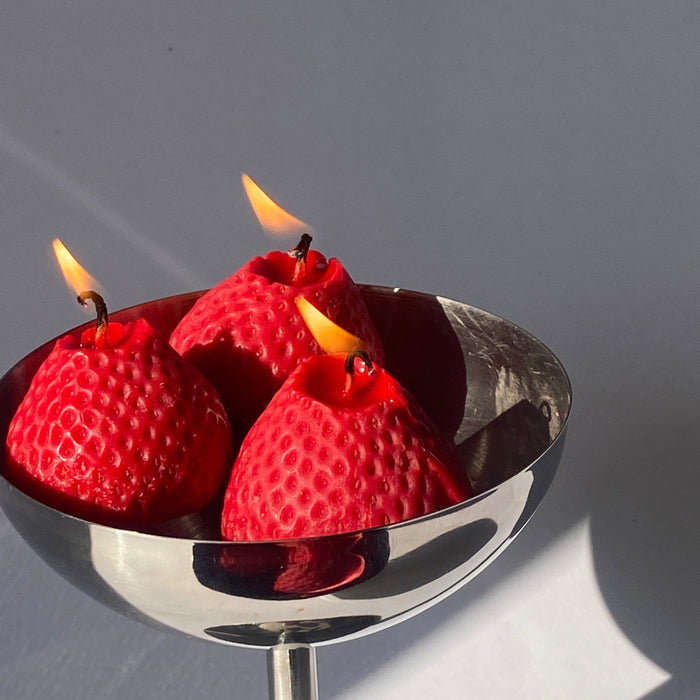 Large Strawberry Candles - 4 Pack
