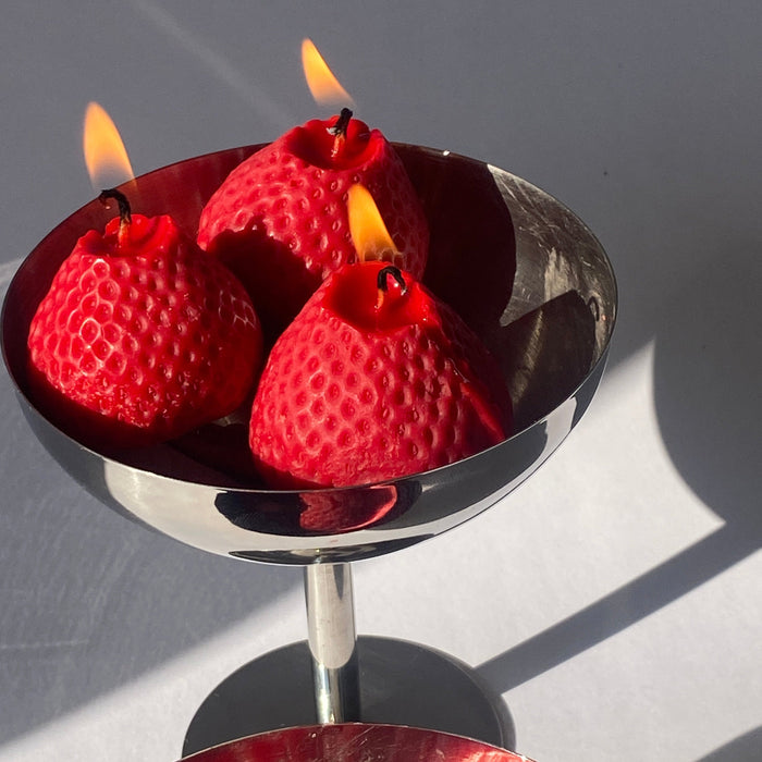 Large Strawberry Candles - 4 Pack
