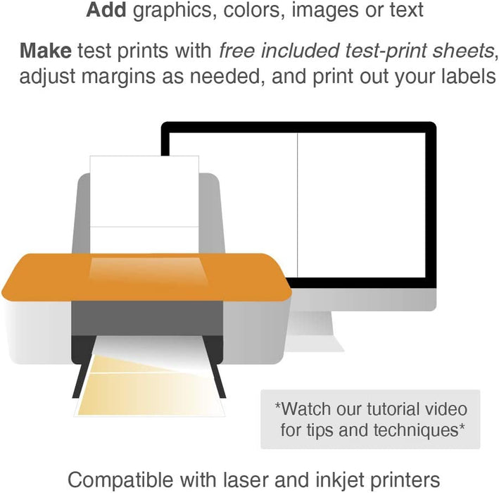 Half Sheet Printable Shipping Labels, 8.5 x 5.5-Inch