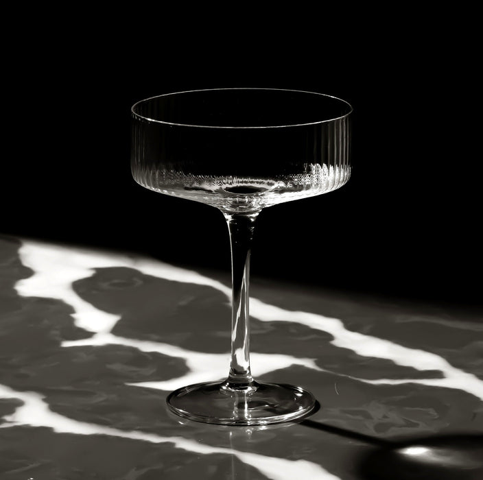 Clear Ribbed Martini Coupe Glass 9.5oz - (Set of 2, 4, or 6)