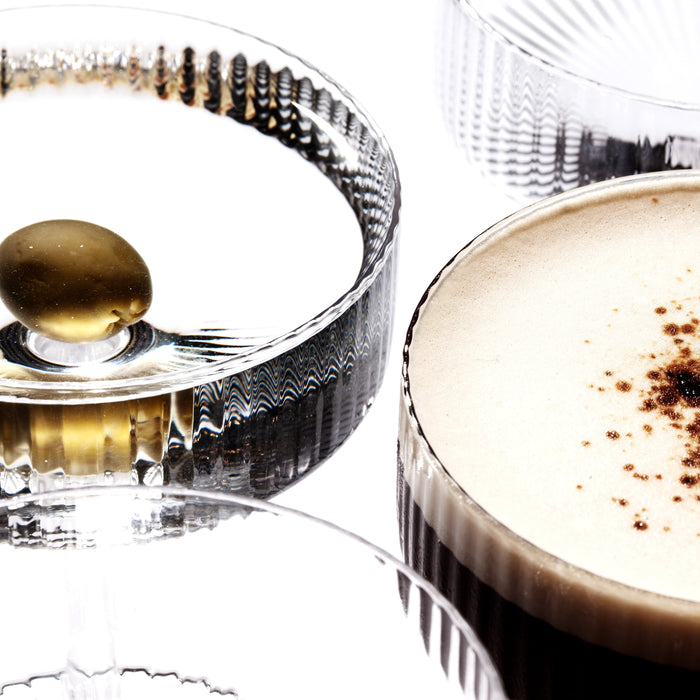 Clear Ribbed Martini Coupe Glass 9.5oz - (Set of 2, 4, or 6)