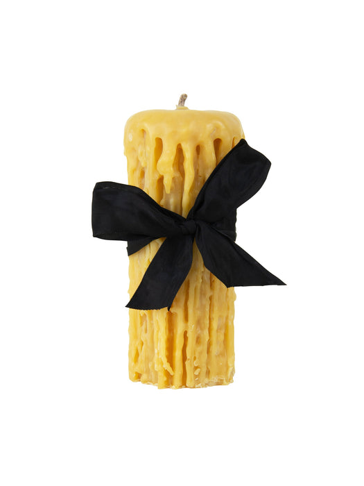 Beeswax Drip Pillar Candle 3.5 Inch Diameter