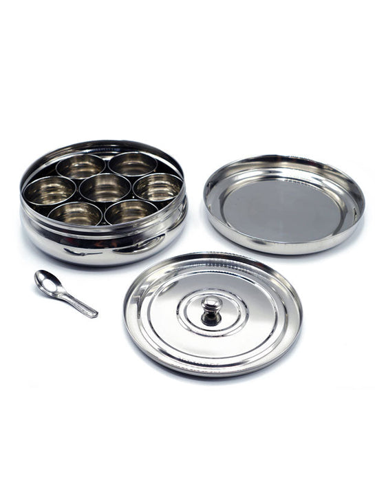 Indian Spice Tray (Spice Box or Spice Rack - also known as Masala Dani or Masala Dabba), Stainless Steel