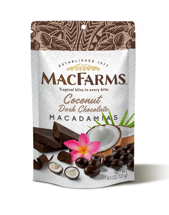 Macfarms Nuts Macadamia Coconut Dark Chocolate - 4.5 Oz, Case of 6