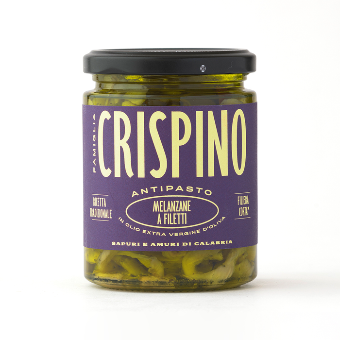 Famiglia Crispino Sliced Eggplant Antipasto — Marinated Italian Melanzane in Olive Oil