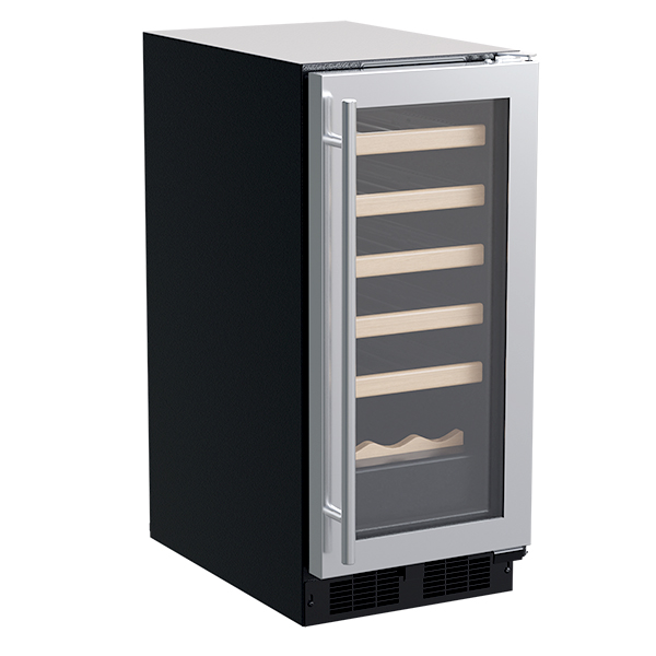 Marvel 15-In Built-In Single Zone Wine Refrigerator With Wine Cradle Stainless Steel Glass Reversible Door