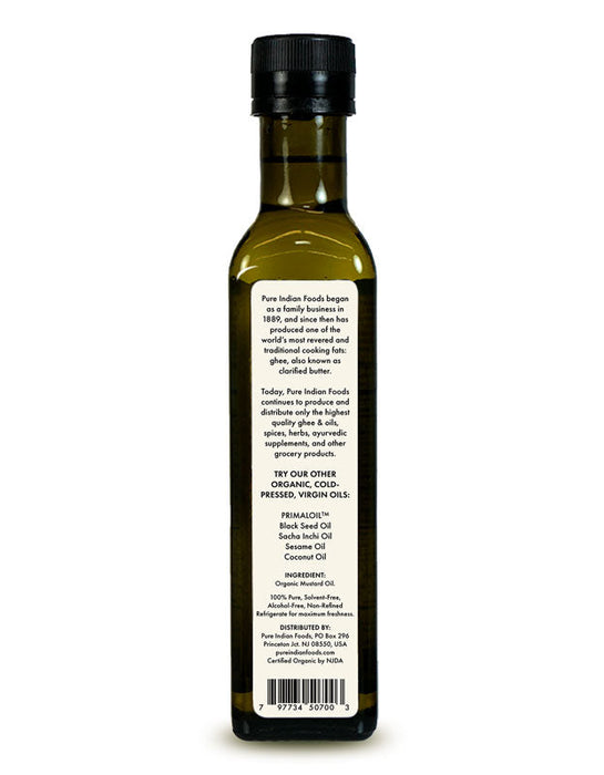 Mustard Seed Oil, Cold Pressed, Virgin & Certified Organic