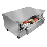 Maxx Cold 50 Inch Two-Drawer Refrigerated Chef Base in Stainless Steel - 6.5 Cu. Ft.