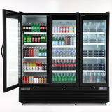 Maxx Cold 81 Inch Triple  Glass Door Merchandiser Refrigerator, Large Storage Capacity