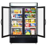 Maxx Cold 54 Inch Double Glass Door Merchandiser Freezer, Free Standing, 48 Cu. Ft -Black