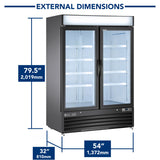 Maxx Cold 54 Inch Double Door Merchandiser Refrigerator, Free Standing, 48 Cu. Ft.