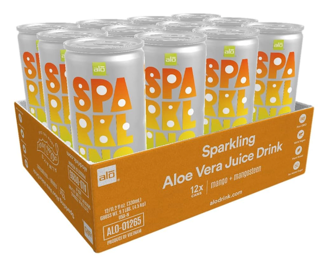 ALO Sparkling Mango & Mangosteen Drink (Can of 11.2 fl oz - Pack of 12)