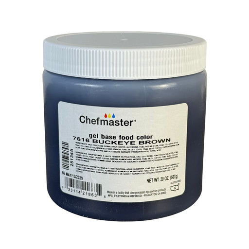 Chefmaster Buckeye Brown Gel Food Color – 20 oz jar – Professional-grade concentrated food coloring for baking and cake decorating.
