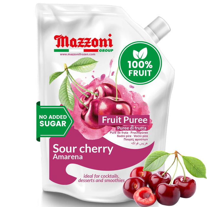 Mazzoni, Sour Cherry Puree, 100% Pure Sour Cherry, Just Fruit, No Sugar Added, 2.2 lb