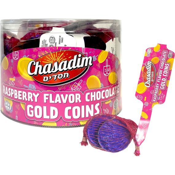 Raspberry Chocolate Coins | 4 Pcs | Chasadim