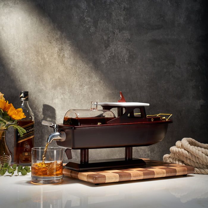 Boat Ship Whiskey & Wine Decanter Ship - The Wine Savant Ship Decanter Set 800ml - Drink Dispenser for Wine, Whiskey, Ship In A Bottle Decanters Bar Set, Liquor Scotch Bourbon, Boating Mariner Gifts