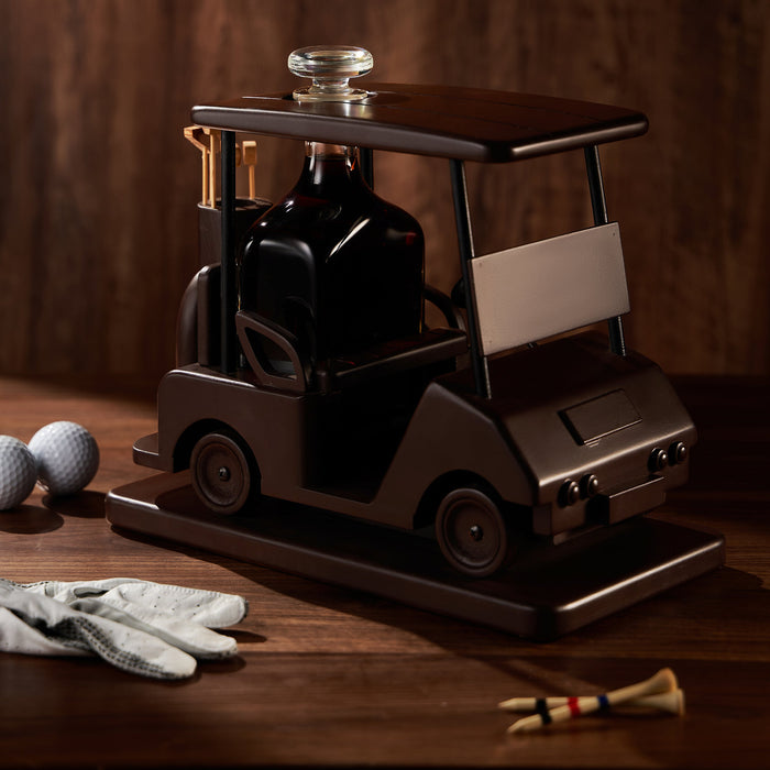 Golf Decanter Whiskey Decanter - The Wine Savant - Brown Mahogany Wood Golf Gifts for Both Men & Women, Golf Accessories, Golfer Gifts, Based on A Replica Golf Cart (600ml Decanter)