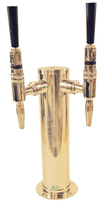 Nitro Coffee Double Faucet - All SS304 Contact 3" PVD Gold Column Tower. Select connection type.