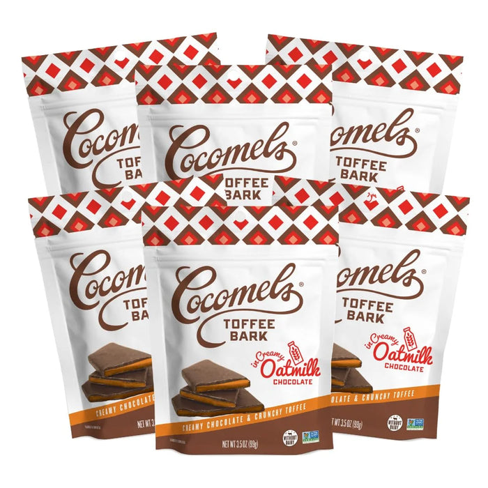Cocomels - Oatmilk Chocolate Coconut Toffee Bark, 3.5 oz (Pack of 6) - Dairy-Free Treat