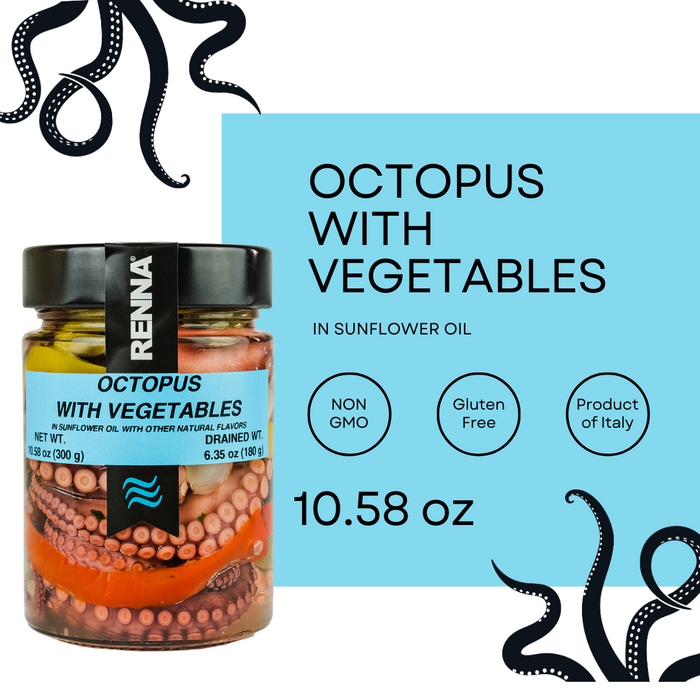 SALE! Renna, Octopus With Vegetables preserved in oil, 10.58oz