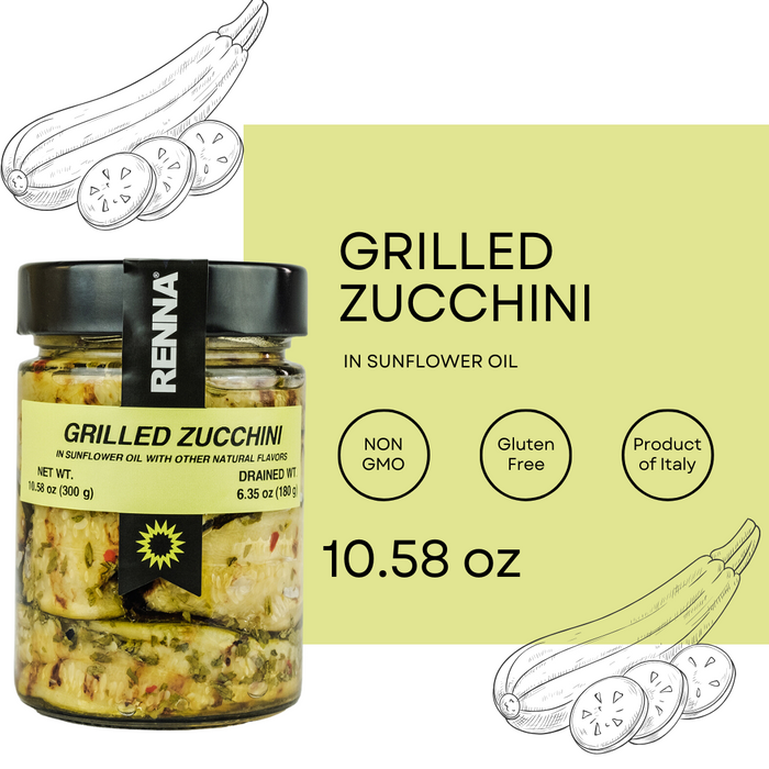 SALE! Renna, Grilled Zucchini In preserved in oil, 10.58oz