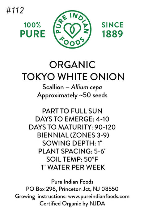 Organic Tokyo White Onion (Scallions) Seeds